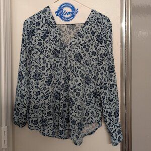 Turquoise floral blouse